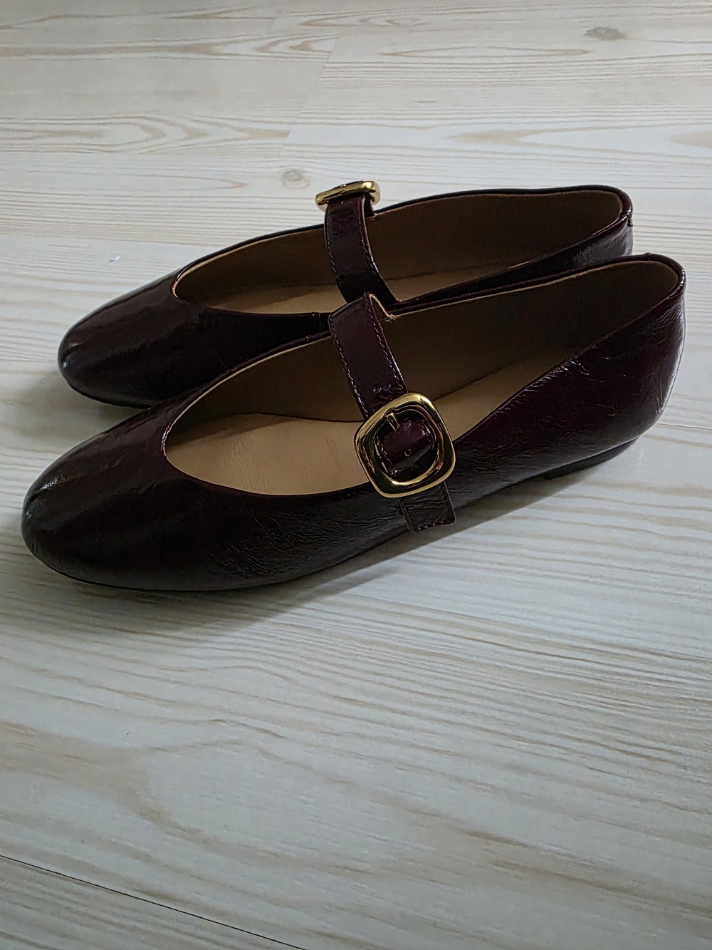 New Madewell Remy Leather Burgundy Plum Patent Mary Jane Flats Size 8 - Picture 4 of 5